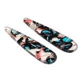 Tortoise Shell Acrylic Long Teardrop Cabochon – 13x56mm, 1-Hole Sew-On (Sold in Pairs)